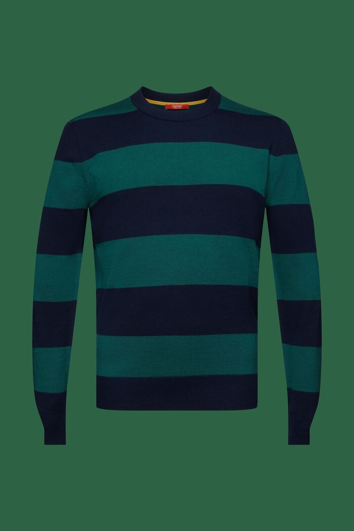 Wool Seamless Striped Pullover, DARK BLUE, detail image number 7