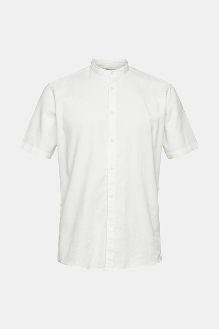 Canvas shirt with a band collar