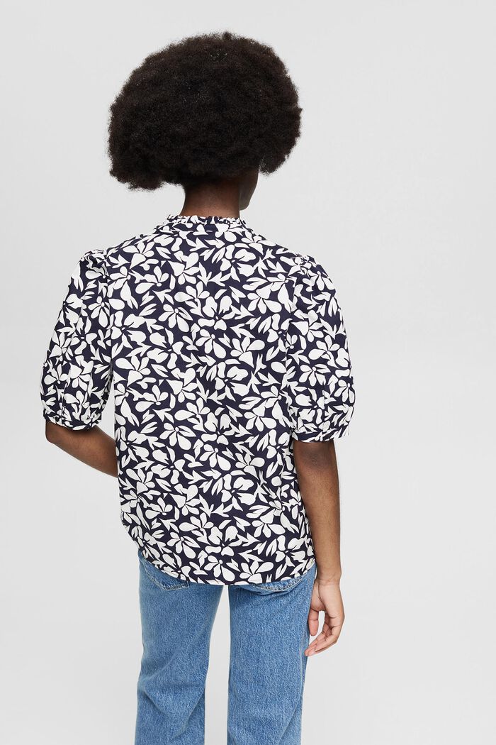 Cotton blouse with a print, NAVY, detail image number 3