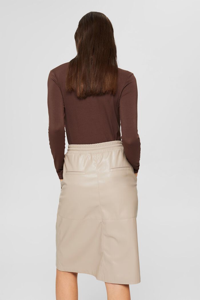 Knee-length faux leather skirt, LIGHT TAUPE, detail image number 3