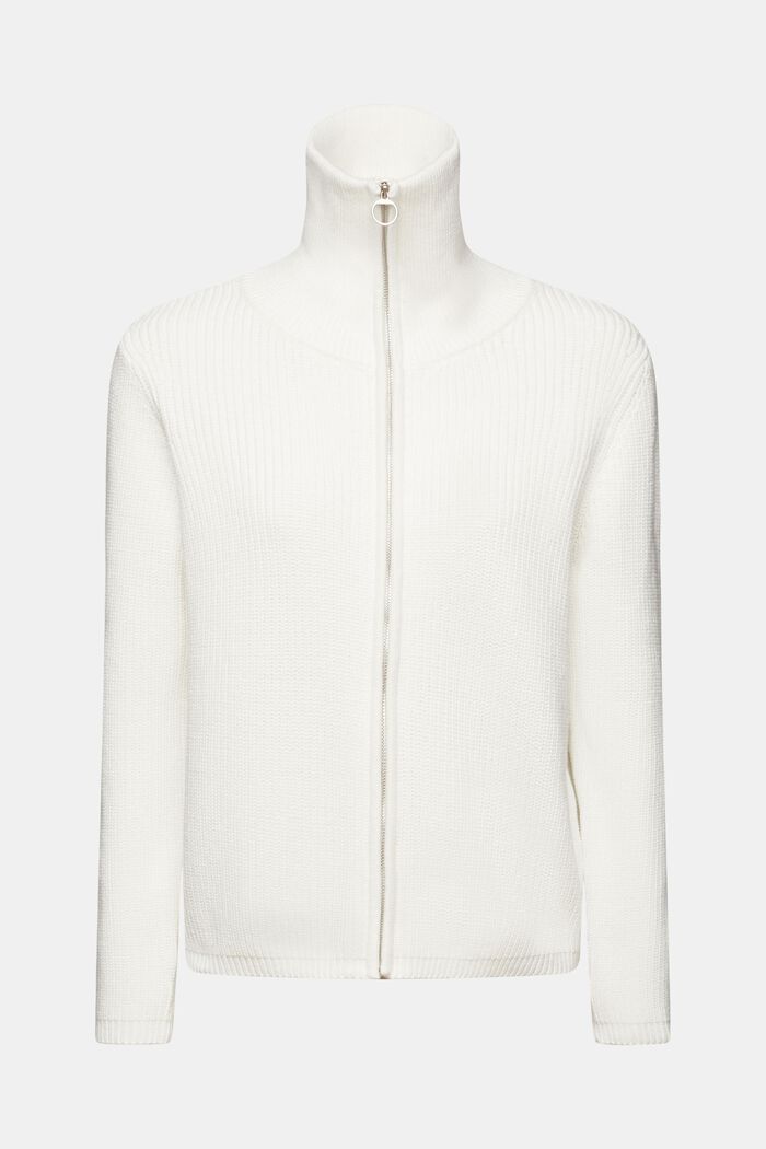 Cotton bomber cardigan, OFF WHITE, detail image number 6