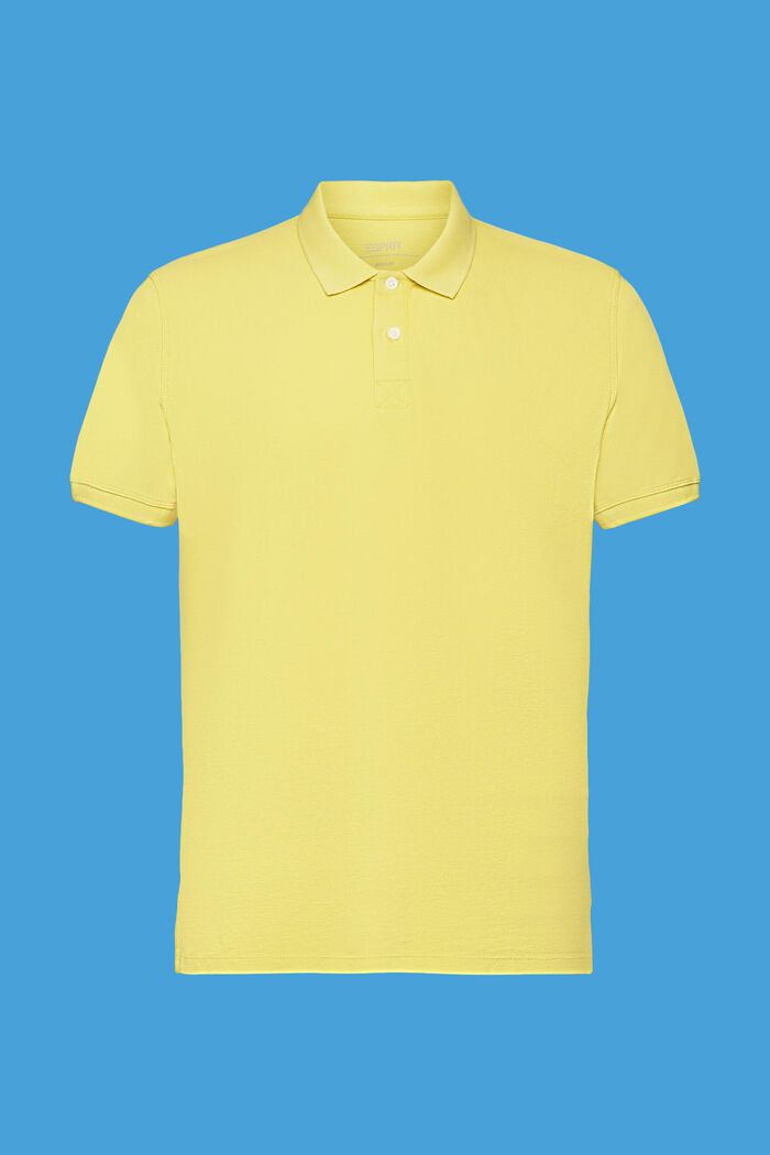 Stone-washed cotton pique polo shirt, DUSTY YELLOW, detail image number 6