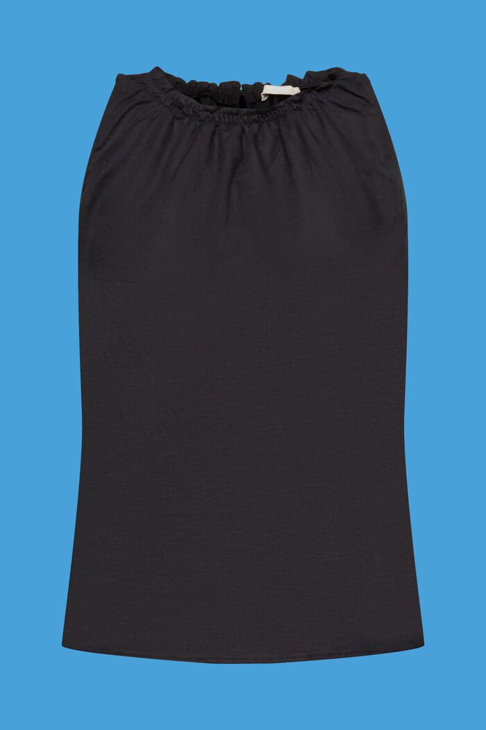 Sleeveless linen blend blouse, BLACK, detail image number 6