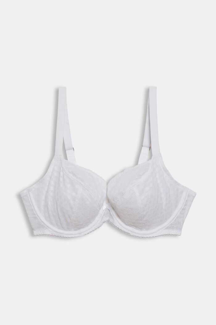 Lace underwire bra for larger cup sizes made of recycled material, WHITE, detail image number 0