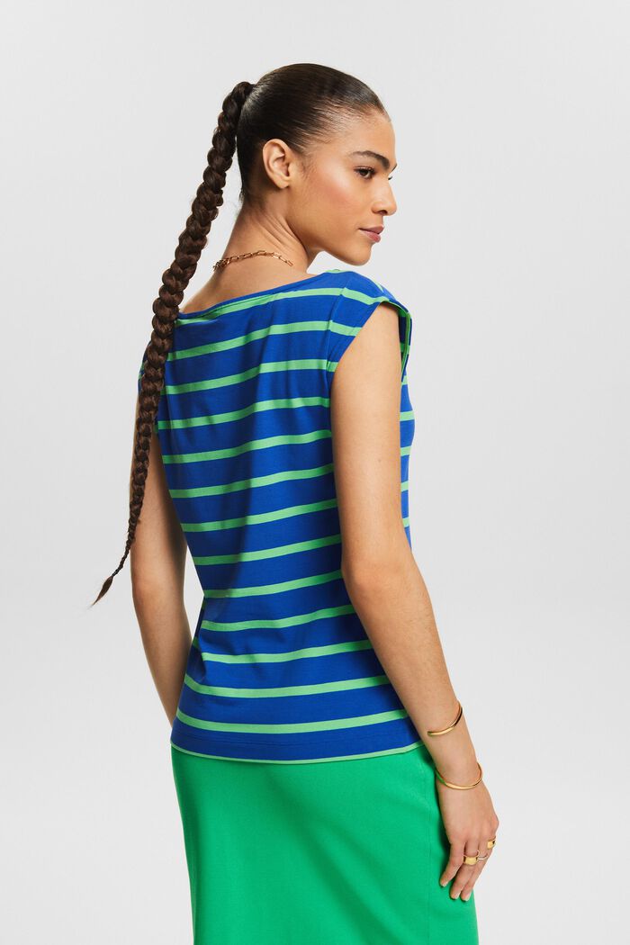 Striped Sleeveless T-Shirt, BRIGHT BLUE, detail image number 3