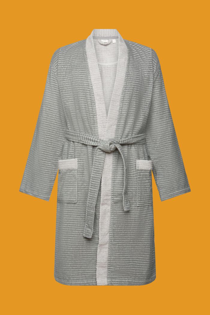 Bathrobe with textured stripes, ANTHRACITE, detail image number 5