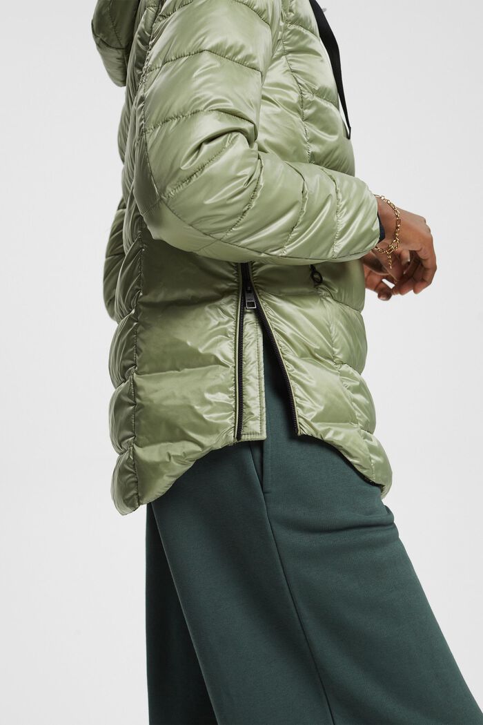 Puffer jacket with detachable hood, LIGHT KHAKI, detail image number 4