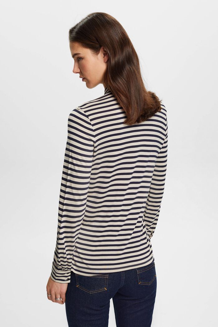 Striped long-sleeved top with buttons, LIGHT TAUPE, detail image number 3