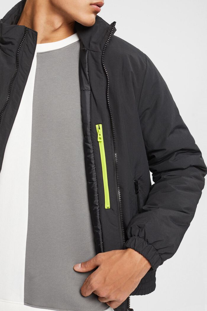 Puffer jacket with stand-up collar, BLACK, detail image number 2