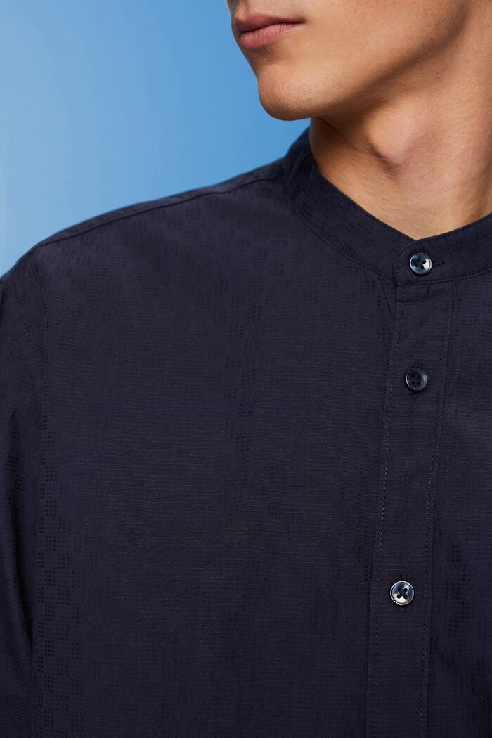 Textured slim fit shirt with band collar, NAVY, detail image number 2