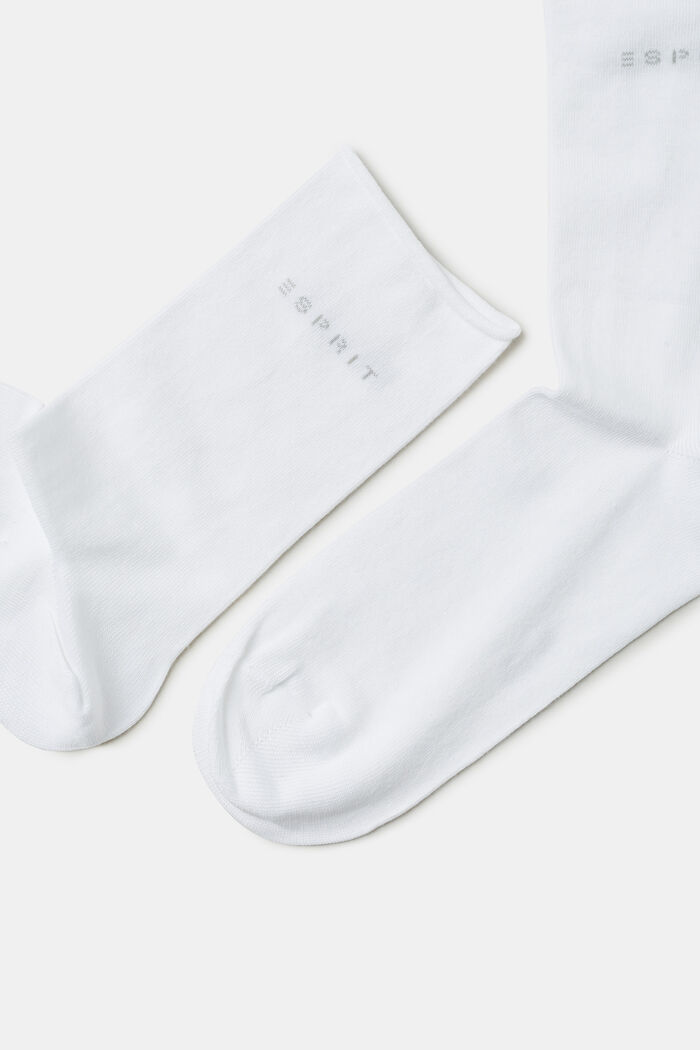 Blended cotton socks with rolled cuffs, WHITE, detail image number 1