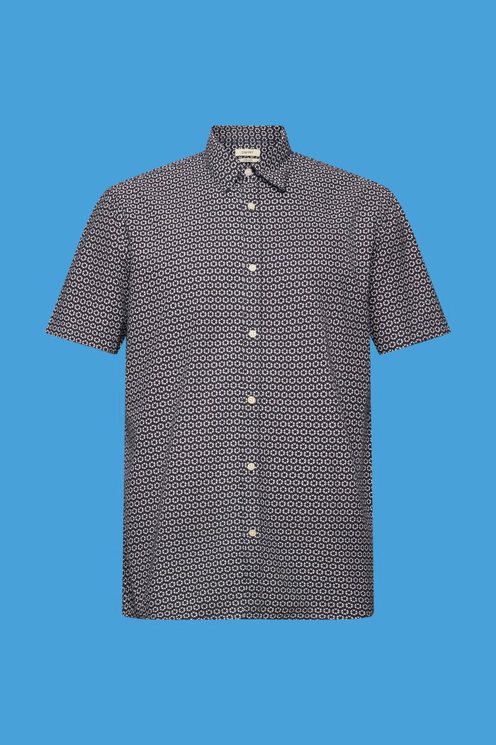 Printed linen blend shirt, NAVY, detail image number 5