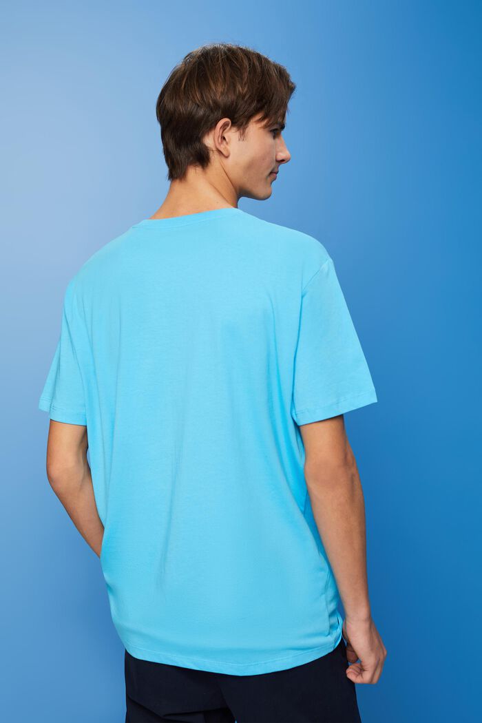 Cotton t-shirt with print, TURQUOISE, detail image number 3