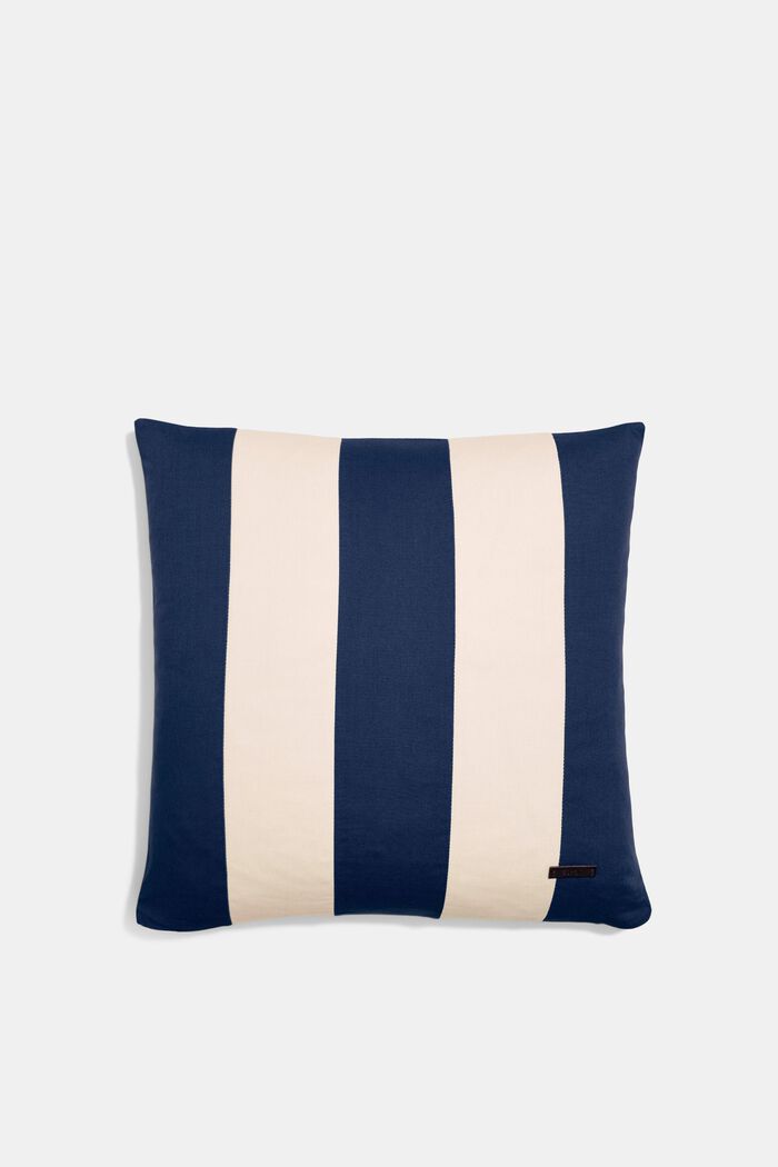 Striped cushion cover made of 100% cotton, NAVY, detail image number 0