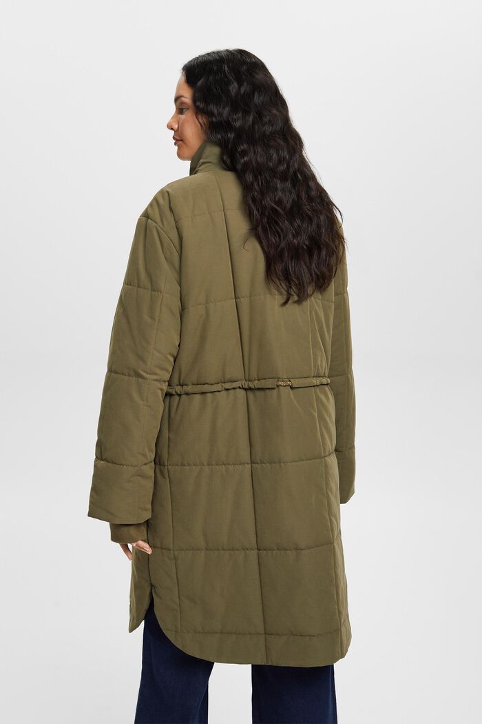 Recycled: quilted coat with fleece lining, KHAKI GREEN, detail image number 3