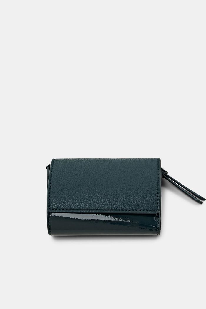 Glossy Fold-Over Wallet, DARK TEAL GREEN, detail image number 0