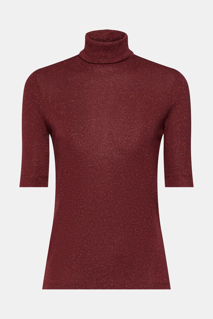 Roll neck t-shirt with glitter effect, BORDEAUX RED, detail image number 2