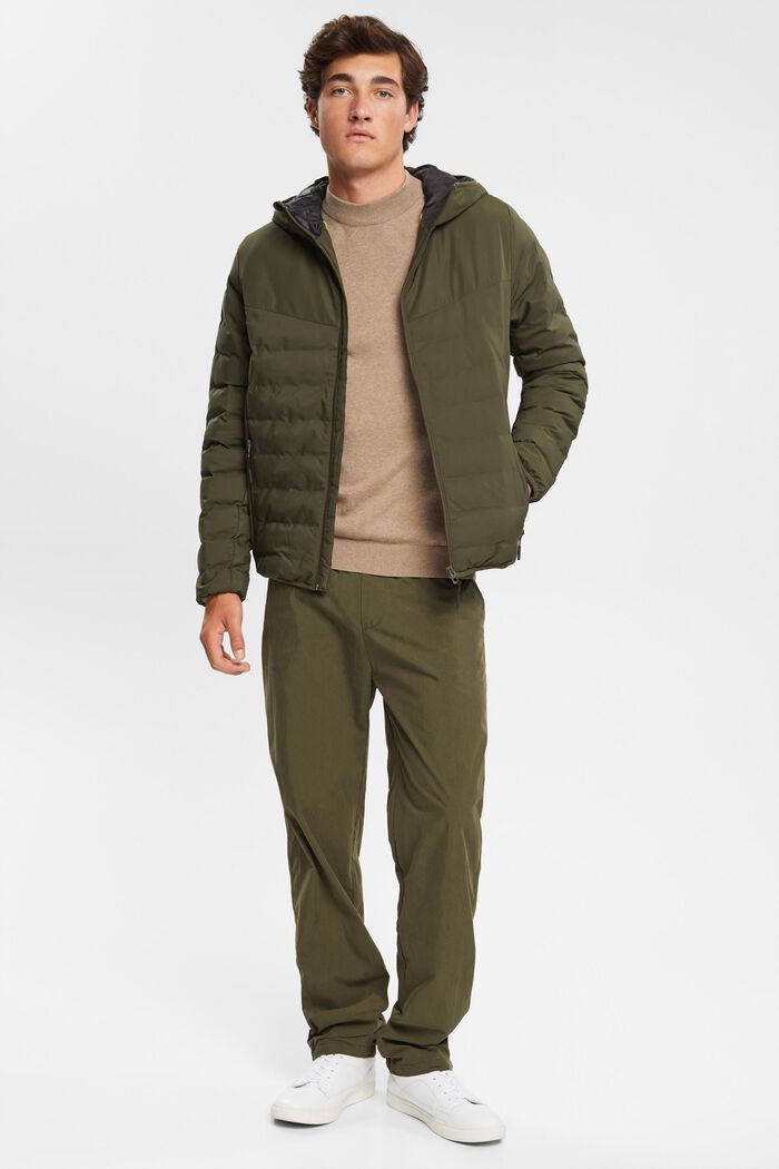 Quilted jacket with hood, DARK KHAKI, detail image number 1