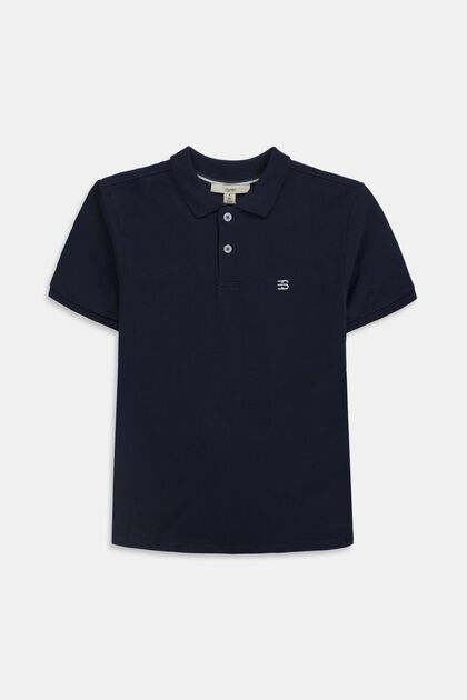 Basic piqué polo shirt made of 100% cotton, NAVY, overview