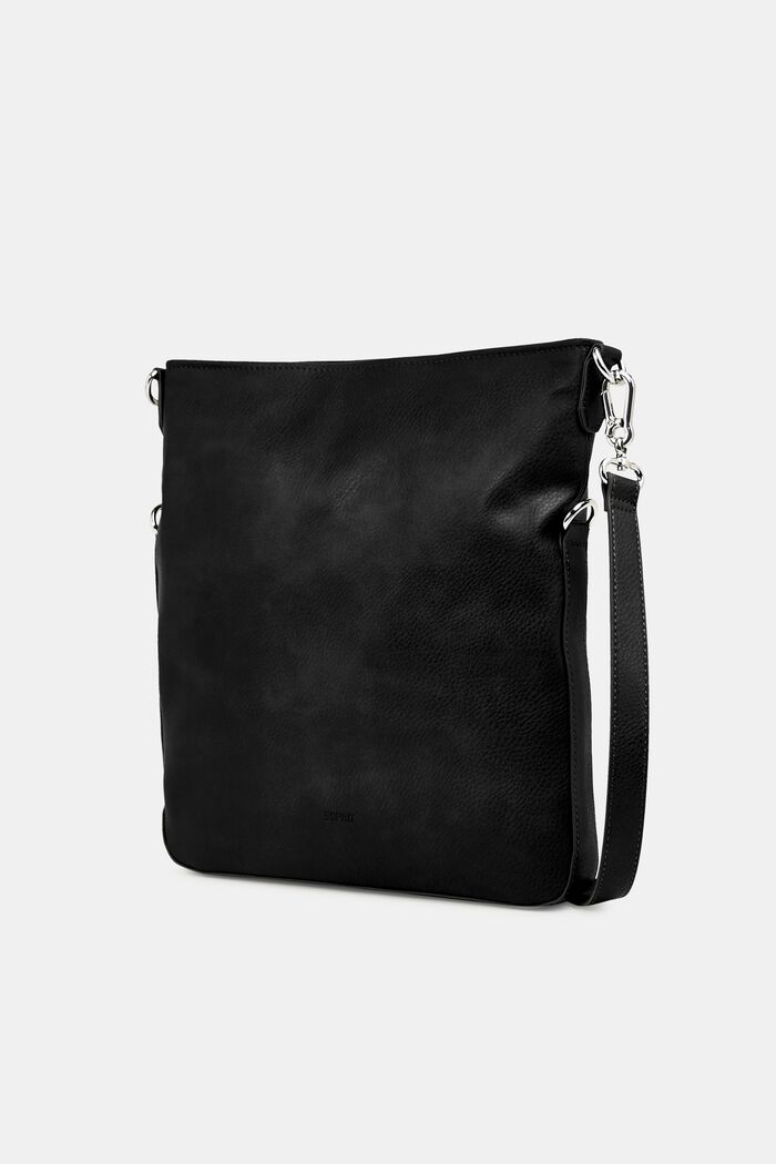 Faux Leather Flapover Shoulder Bag, BLACK, detail image number 1