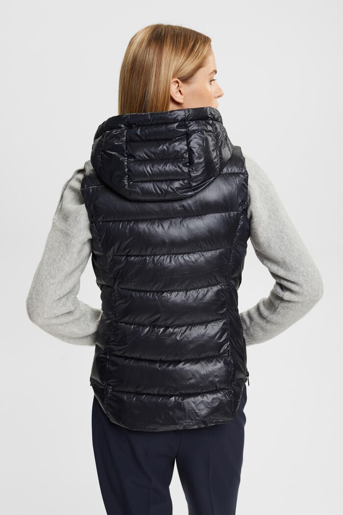 Quilted body warmer with detachable hood, BLACK, detail image number 3