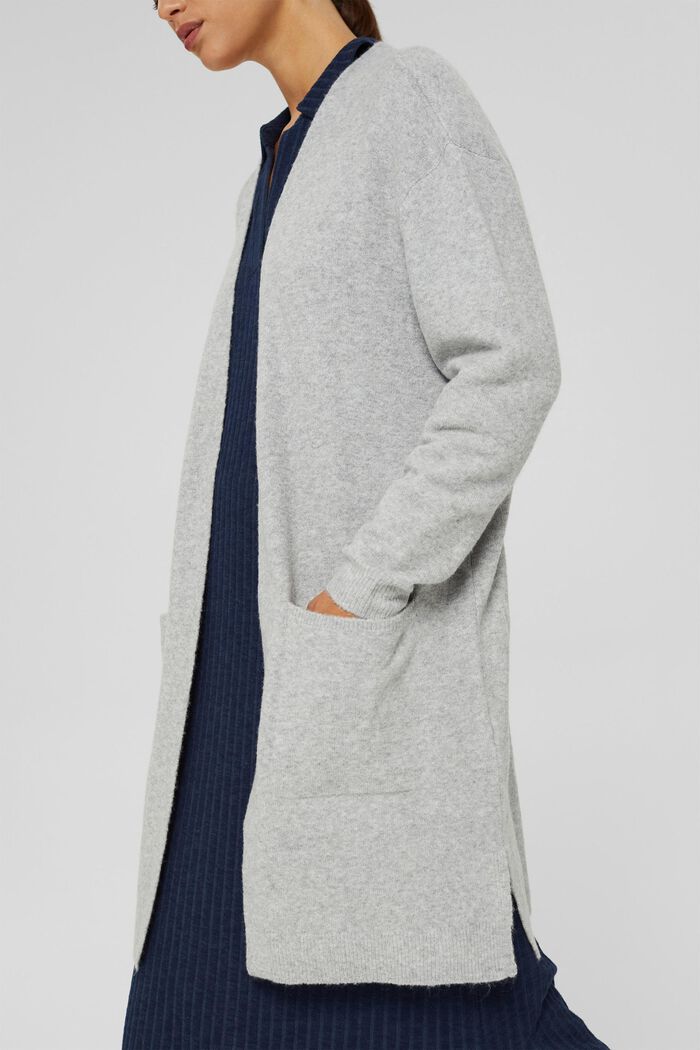 Open cardigan in a long design with wool