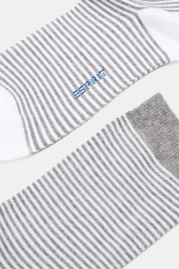 Double pack of striped socks, organic cotton, GREY/WHITE, detail image number 1
