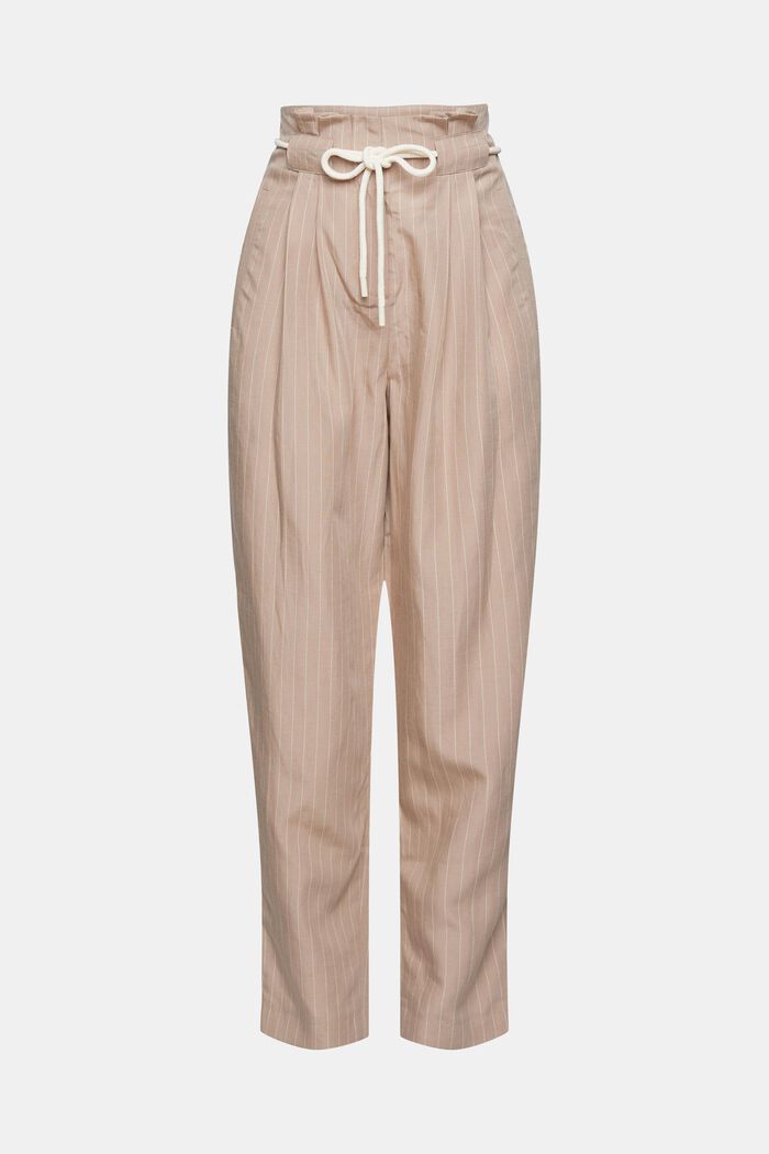 Linen blend: drawstring paperbag trousers, LIGHT TAUPE, detail image number 6