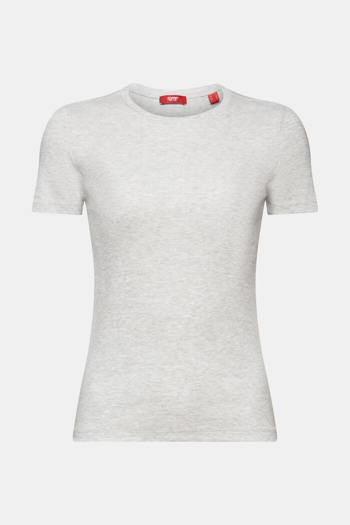 ESPRIT - Ribbed jersey t-shirt, cotton blend at our online shop