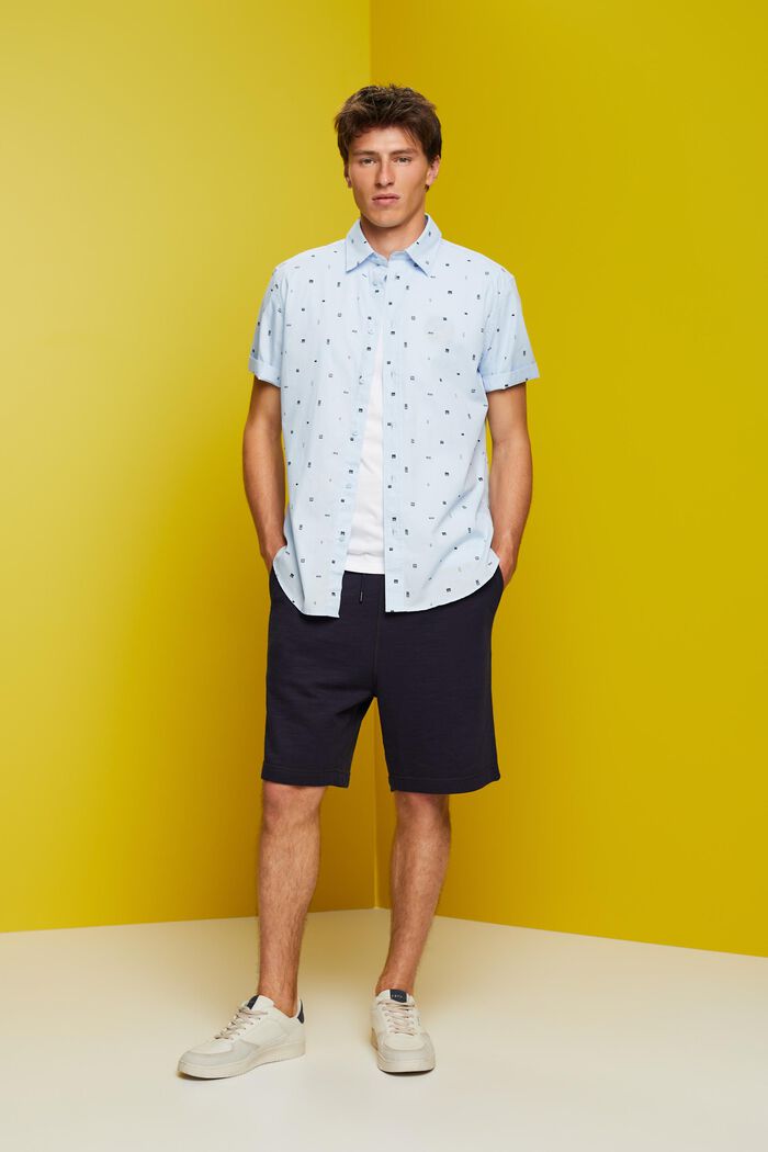 Patterned short sleeve shirt, 100% cotton, PASTEL BLUE, detail image number 1
