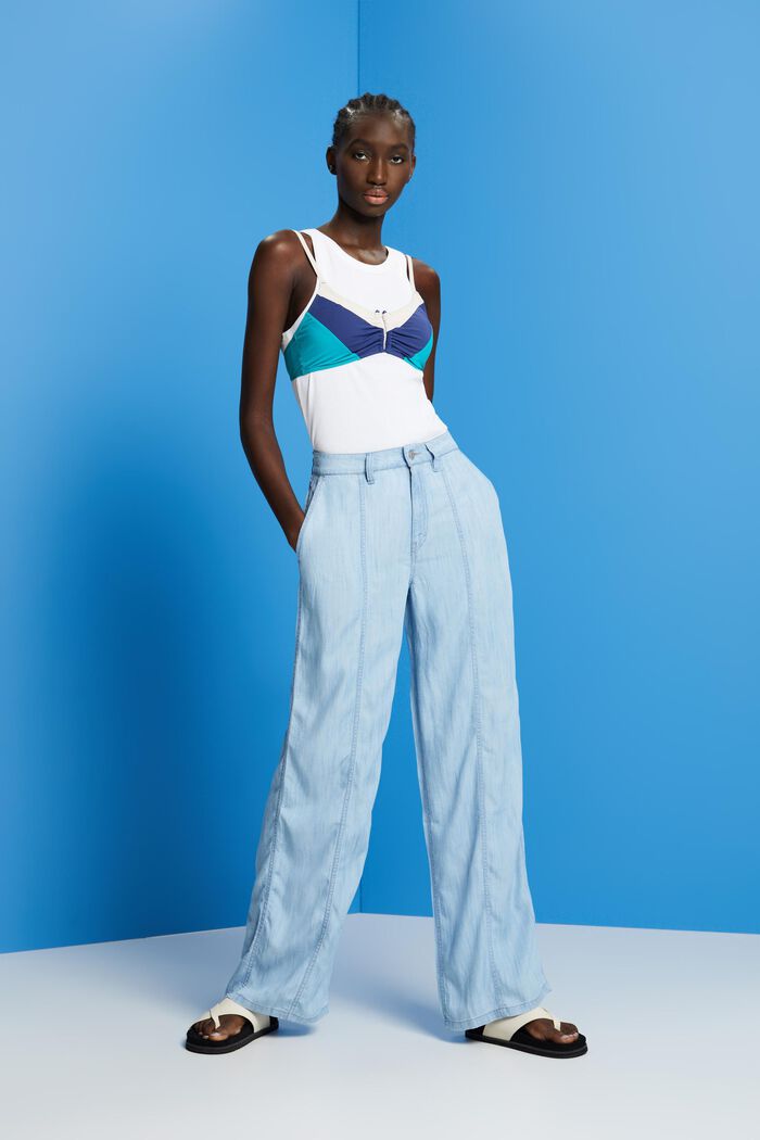High-rise wide leg trousers, BLUE LIGHT WASHED, detail image number 4