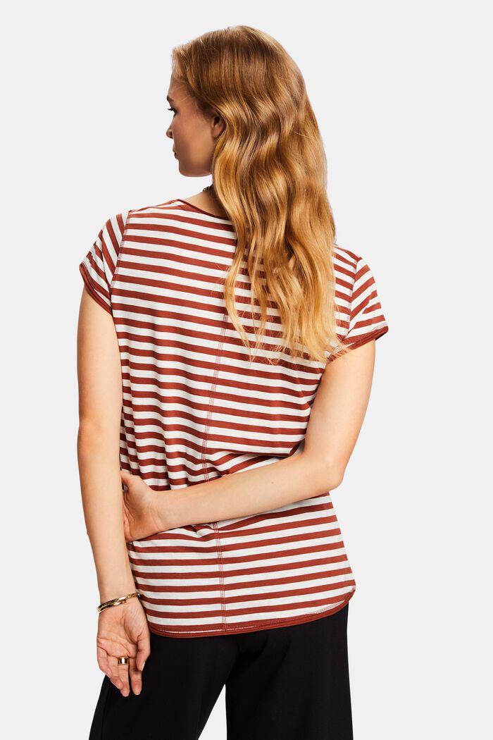 Striped roll edge t-shirt, RUST BROWN, detail image number 3