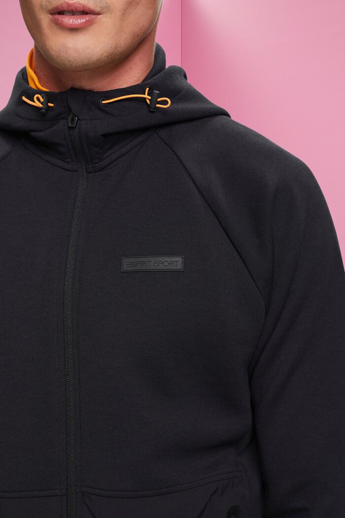Zip-up hoodie, BLACK, detail image number 2