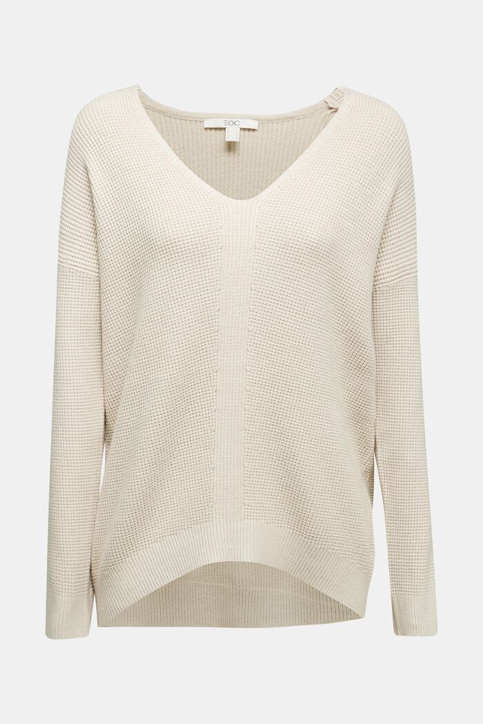 V-neck jumper in purl knit fabric, SAND, detail image number 0