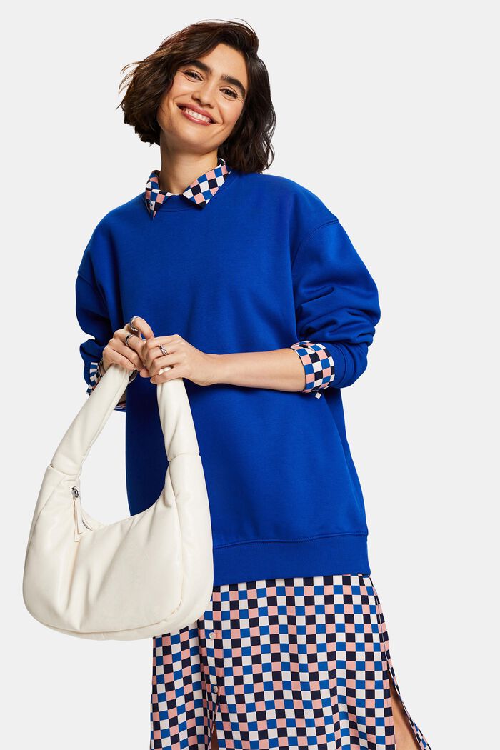 Cotton Blend Pullover Sweatshirt, BRIGHT BLUE, detail image number 4