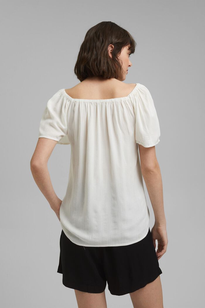 Smocked blouse containing LENZING™ ECOVERO™, OFF WHITE, detail image number 3