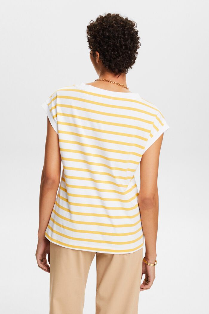 Striped V-Neck T-Shirt, SUNFLOWER YELLOW, detail image number 2