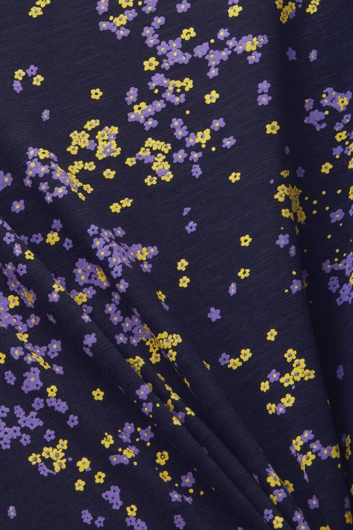 Cotton t-shirt with floral print, NAVY, detail image number 4