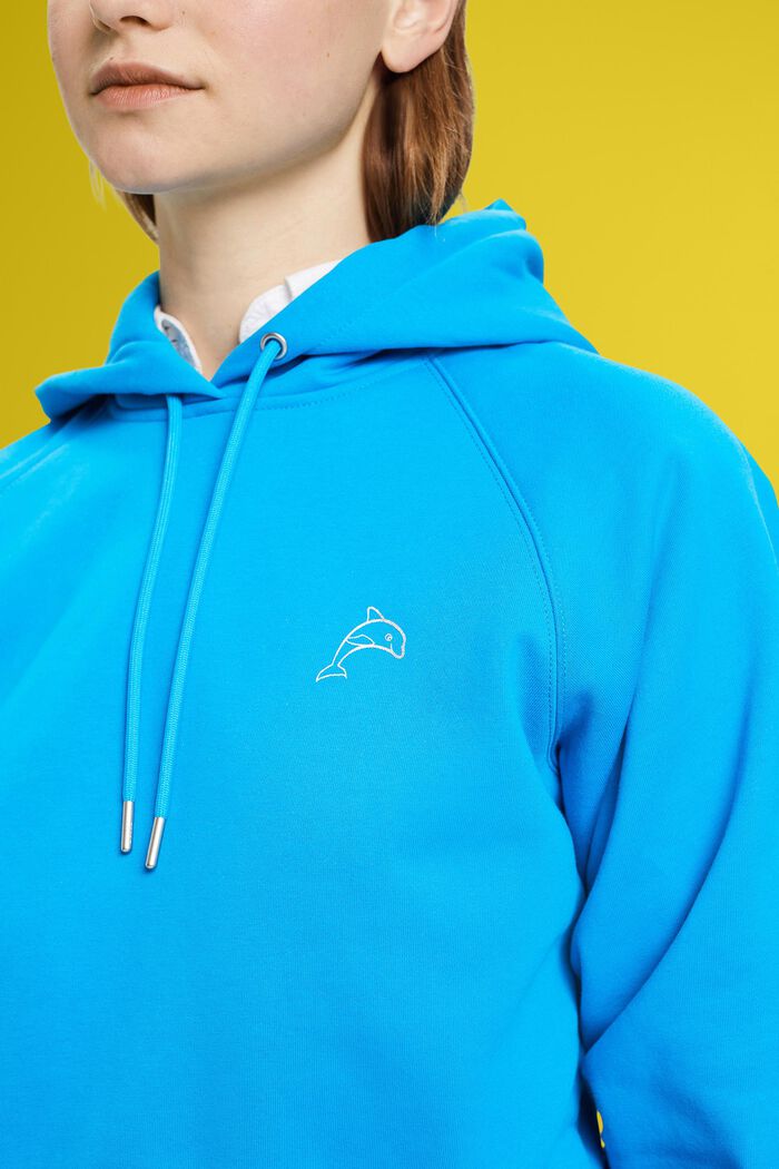 Cropped hoodie with dolphin logo, TURQUOISE, detail image number 2