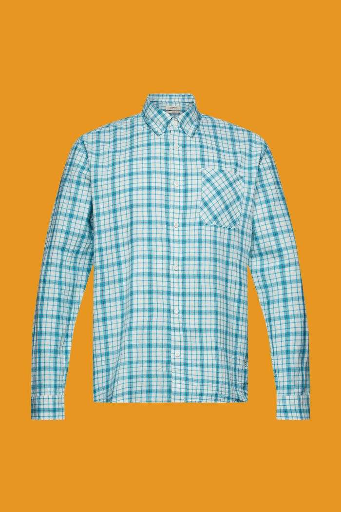 Sustainable cotton chequered shirt, AQUA GREEN, detail image number 6