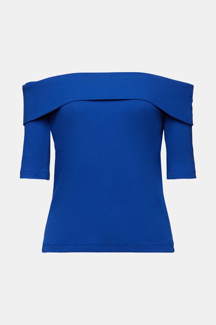 Off-The-Shoulder Ribbed T-Shirt, BRIGHT BLUE, detail image number 5