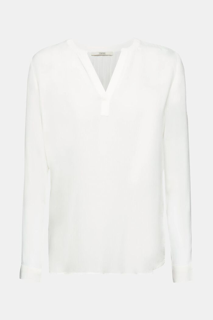 V-neck blouse of LENZING™ and ECOVERO™ viscose, OFF WHITE, detail image number 6