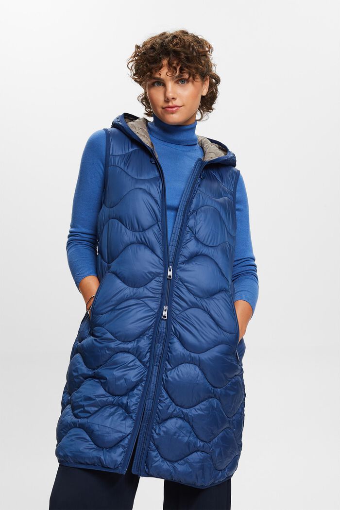 Recycled: longline quilted body warmer, GREY BLUE, detail image number 5