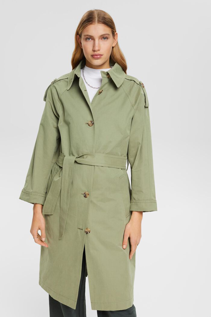 Trench coat with tie belt, LIGHT KHAKI, detail image number 0