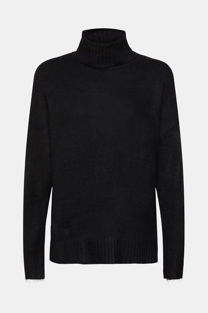Knitted roll neck sweater, BLACK, detail image number 2