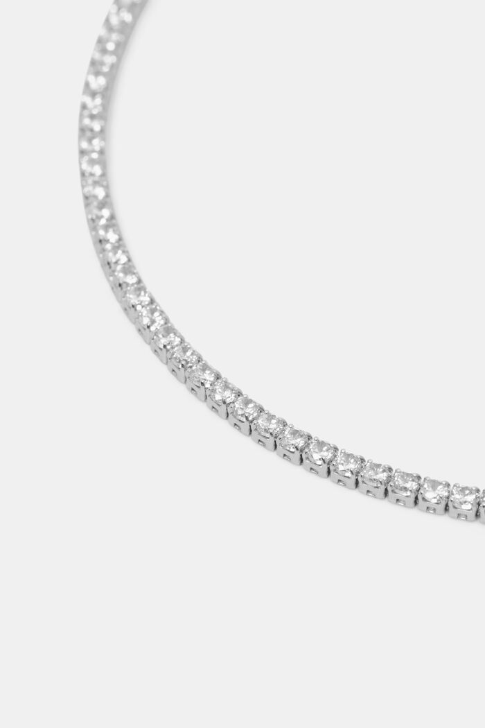 Necklace with zirconia, sterling silver, SILVER, detail image number 1