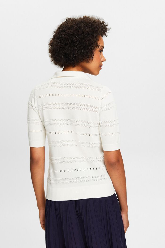 Knit Short-Sleeve Sweater, OFF WHITE, detail image number 2