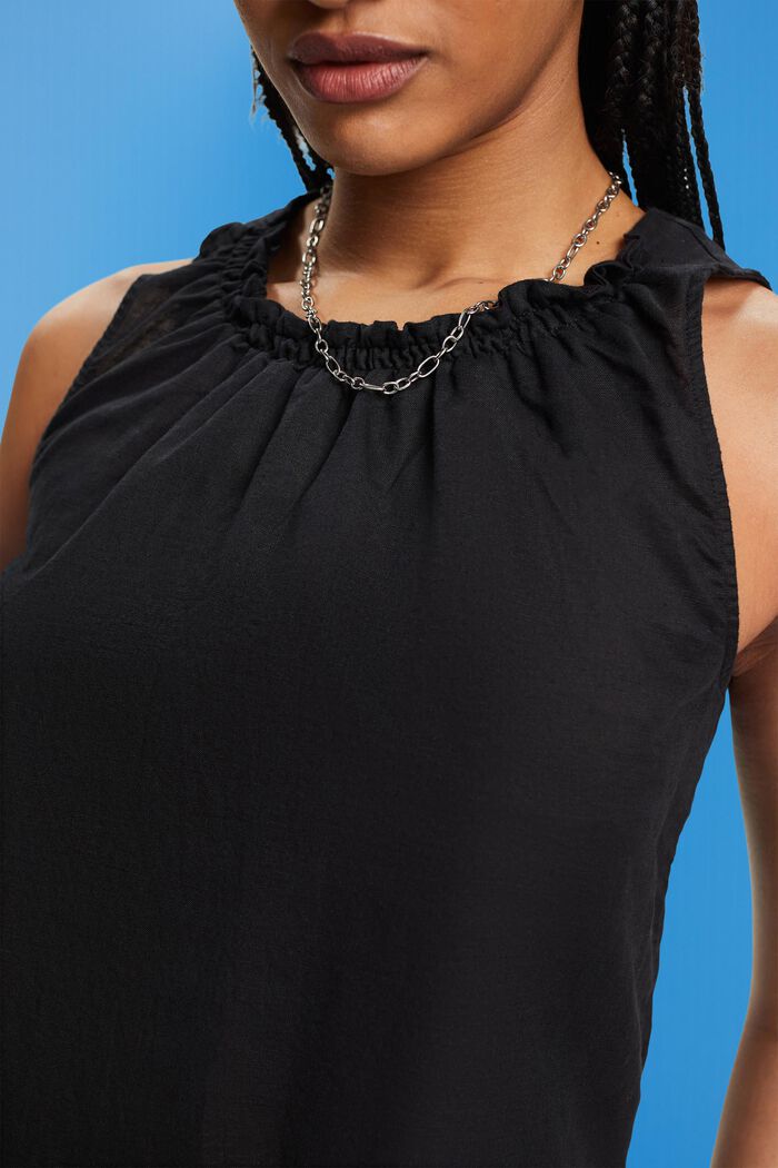 Sleeveless linen blend blouse, BLACK, detail image number 2