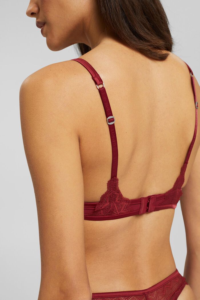 Recycled: push-up bra with lace, CHERRY RED, detail image number 3