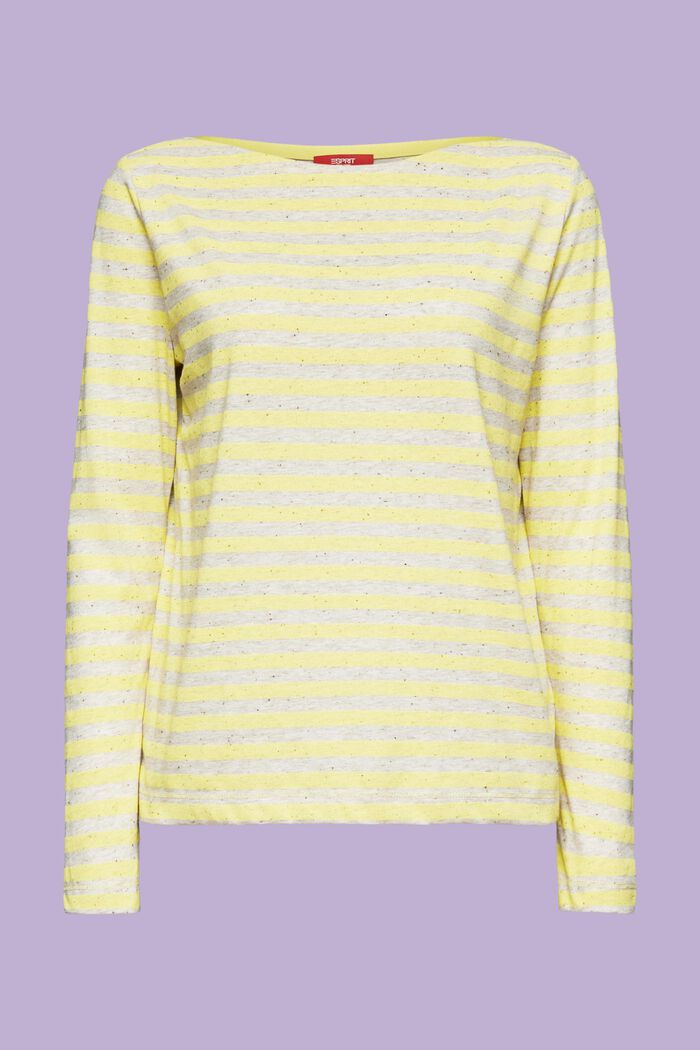 Striped Jersey Long Sleeve Top, PASTEL YELLOW, detail image number 5